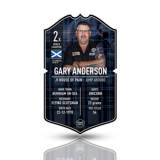 Gary Anderson Signed Ultimate Card – Premium card featuring "The Flying Scotsman," personally signed and ideal for fans.