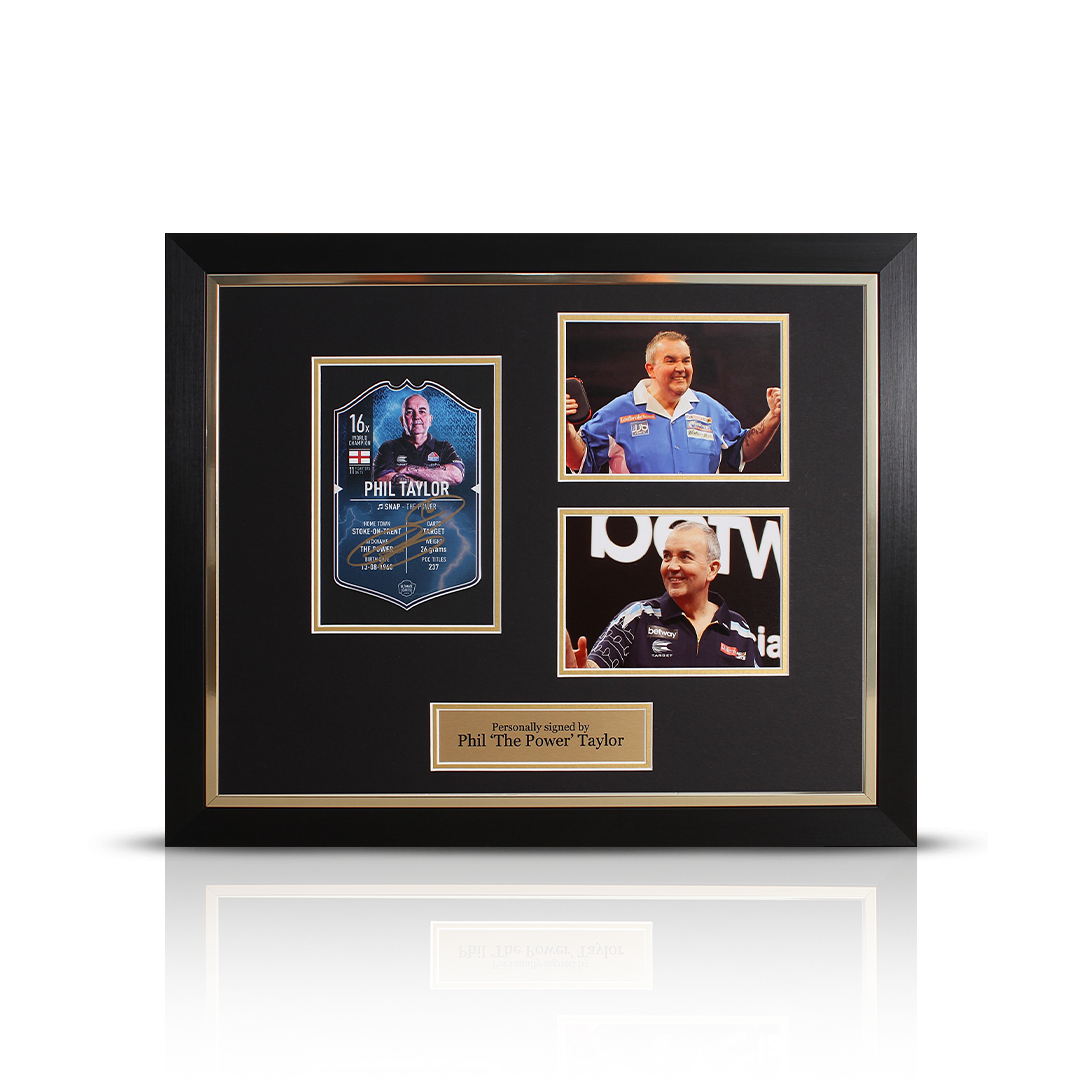 Phil Taylor Signed Ultimate Card Framed Montage