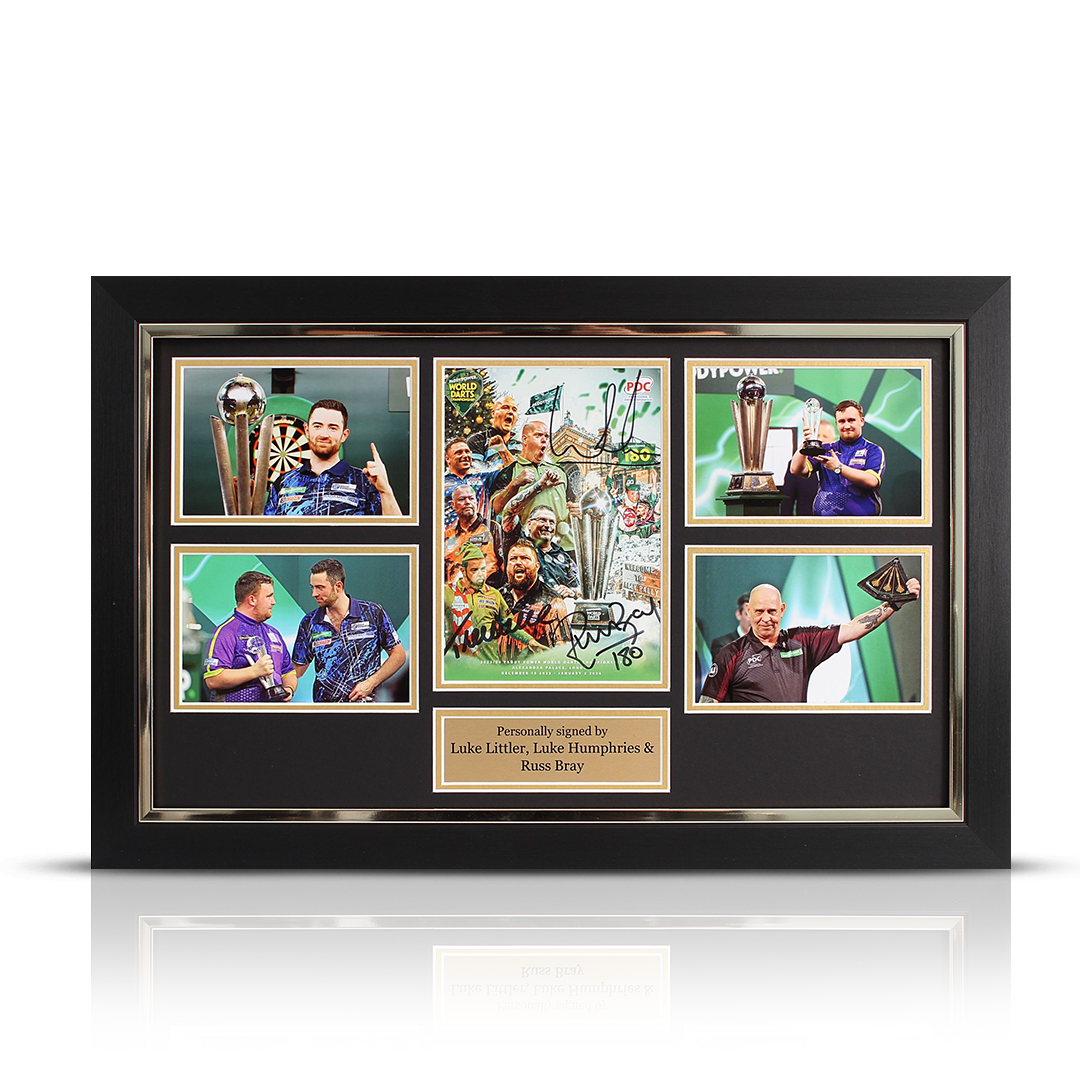 2024 PDC Poster Montage Signed By Luke Littler, Luke Humphries & Russ Bray
